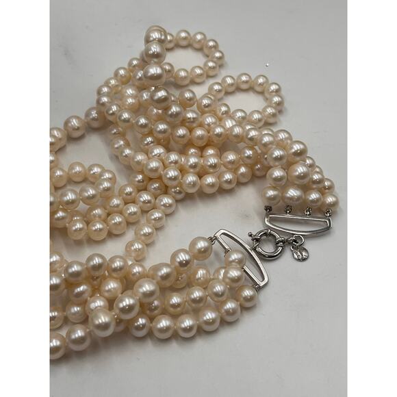 J. Crew Vintage Four MultiStrand Hand Knotted Off White Pearl Layering Necklace - Picture 9 of 10